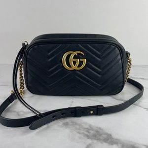 Gucci black GG marmont black matelasse shoulder/crossbody